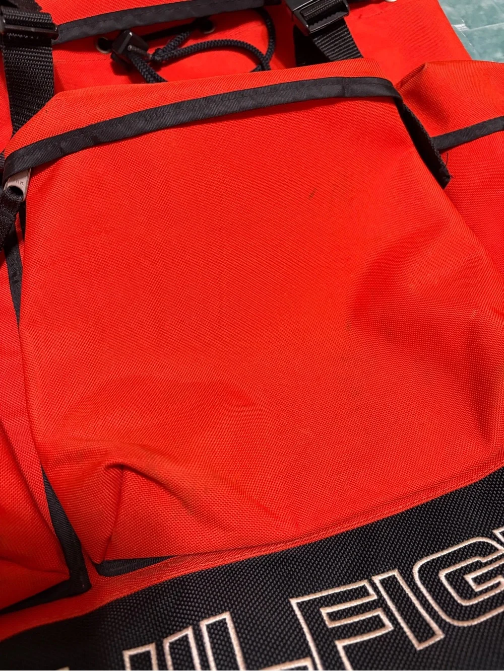 Vintage Tommy Hilfiger Orange Black Multi Pocket Backpack Hiking Travel Bag